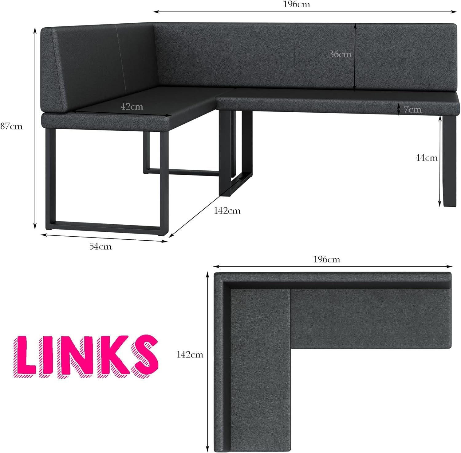 Thumbnail - AN-Moebel 4u Eckbank, Beige, Leder, 196x142 cm, Esszimmer, Bänke, Eckbänke