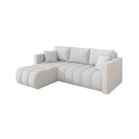 ROHOVÁ SEDAČKA s funkcí spaní, otoman vlevo GARD-L 226x146x85 bílá bouclé - bílá/černá, kompozitní dřevo/textil (226/146cm) - ALTDECOR