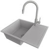 GRANITSPÜLE Ibiza, 2-er set Grau 62/50 cm 1 Becken + Küchenarmatur 40/20 cm + Ablauf-Set ab 45er Unterschrank - Grau, Kunststoff (62/19/50cm) - Primagran