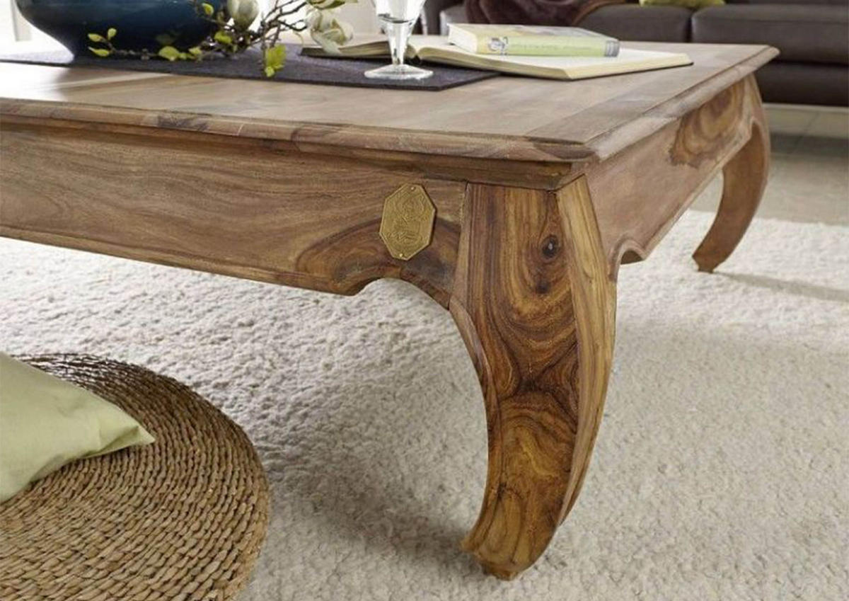 COUCHTISCH Sheesham 120x120x40 braun lackiert OPIUM #633 - Braun, Holz (120/120/41cm) - Massivmoebel24