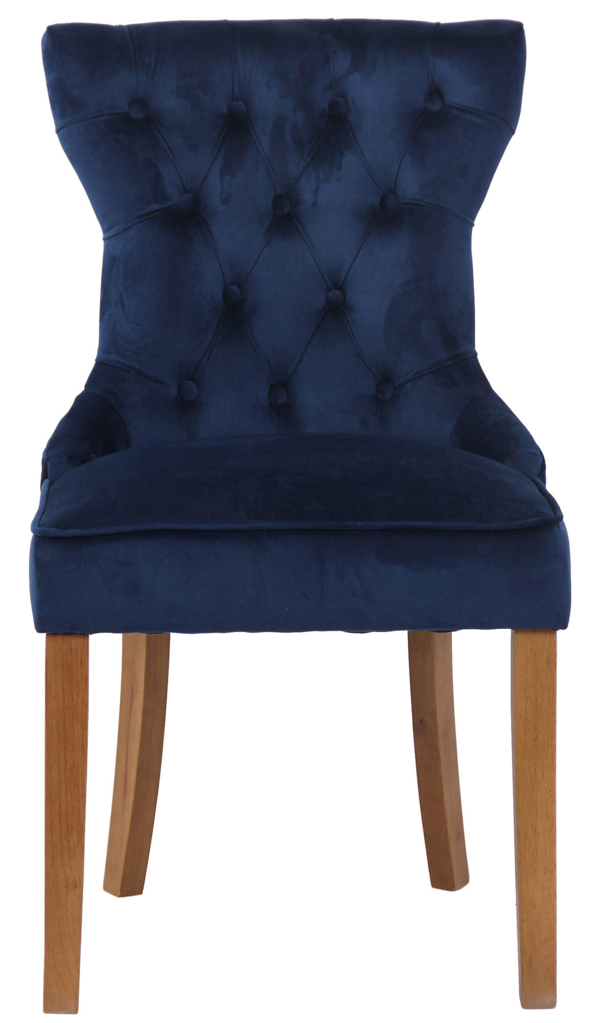 STUHL Samt blau - Blau/Naturfarben, Holz/Textil (51/90/59cm) - CLP