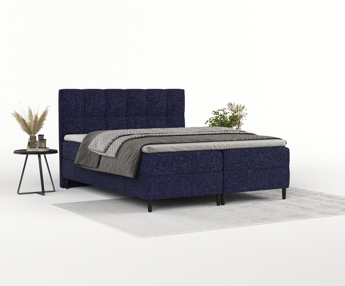 BOXBETT Arlette Marineblau 140/200 cm - Schwarz/Dunkelblau, Holz/Holzwerkstoff (140/200cm) - Maison de Reve