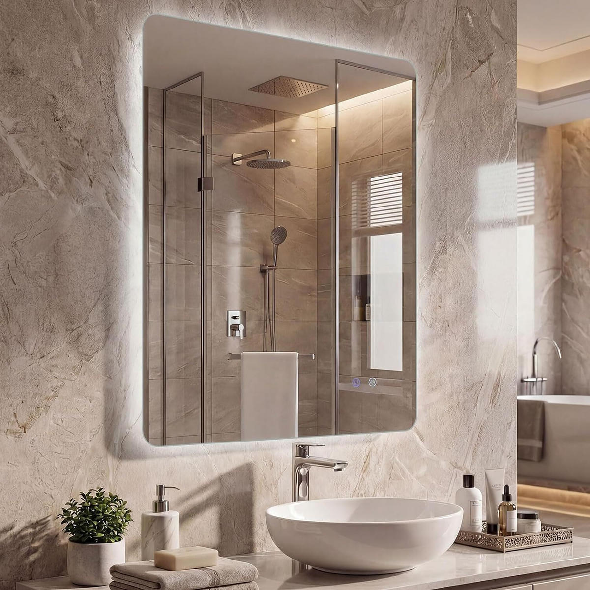 BADEZIMMERSPIEGEL rechteck silber - Silberfarben, Glas (60/80/3cm) - COSTWAY