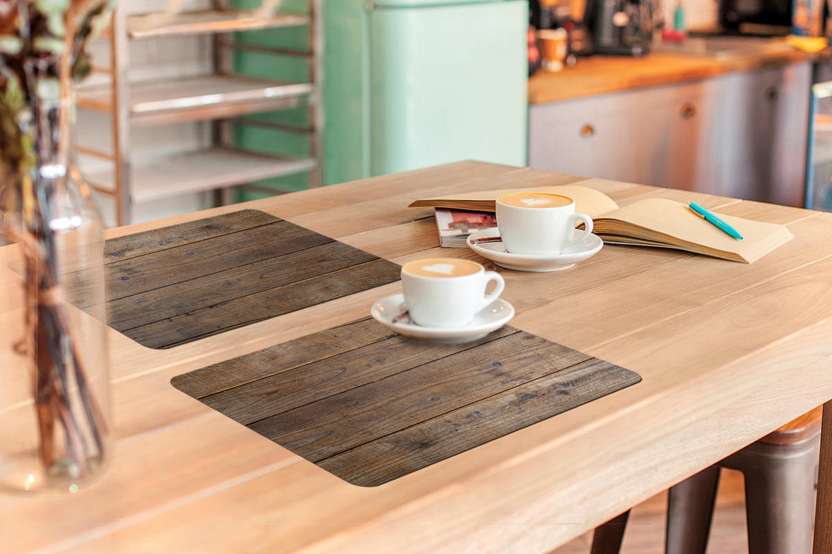PLATZSETS 6er-Set Holzbretter mit einer besonderen Struktur 45x30 cm Tischset - Wildeiche, Kunststoff (0.3/45/30cm) - MuchoWow