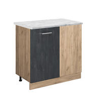 ECKUNTERSCHRANK R-Line Schwarz Beton 86 cm AP Marmor - Honigeiche/Eiche Wotan, Holzwerkstoff (86/81.6/60cm) - Vicco