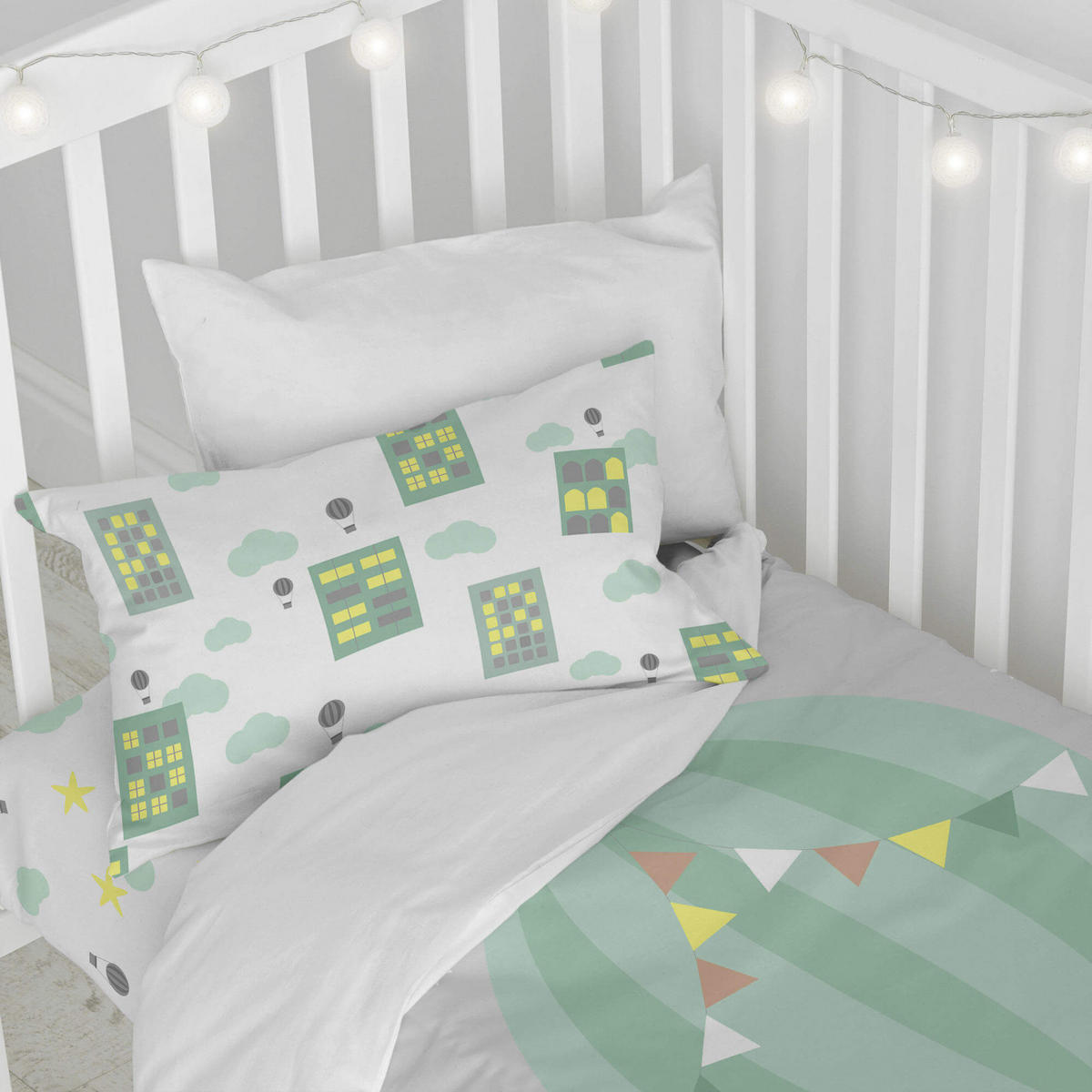 BETTBEZUG 2er-Set teiliges air balloon 115x145 cm (kinderbett) mehrfarbig - Multicolor, Textil (115/145cm) - Happy Friday