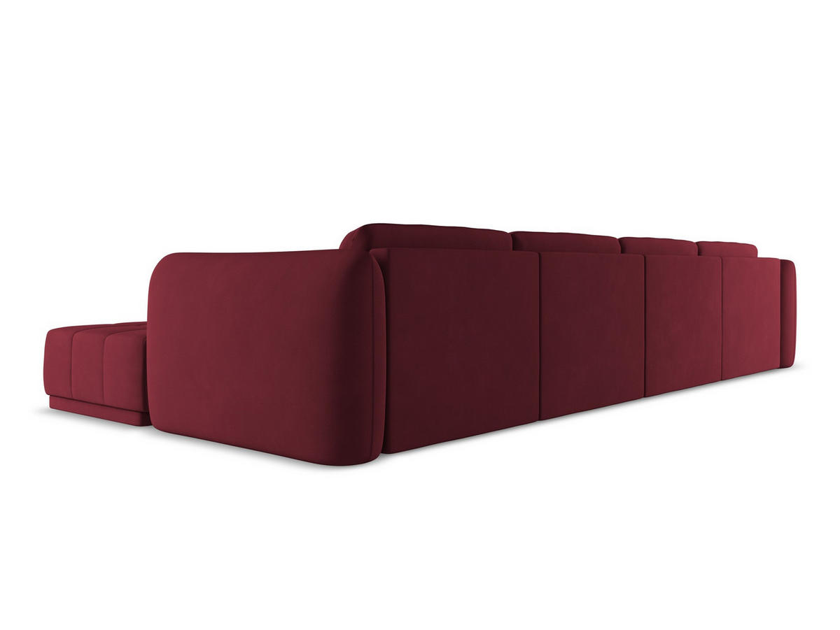 WOHNLANDSCHAFT Chenille Stoff Rot - Rot/Weinrot, Kunststoff/Textil (370/74/170cm) - Makamii