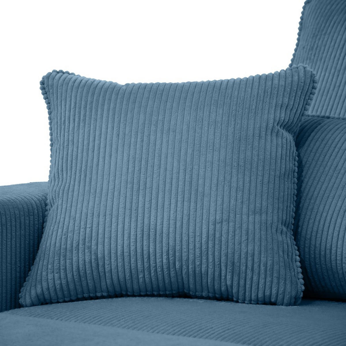 ECKSOFA Pablo ohne Schlaffunktion, mit abgerundeter Ottomane, links, Blau - Blau, Textil (319/196cm) - Beautysofa