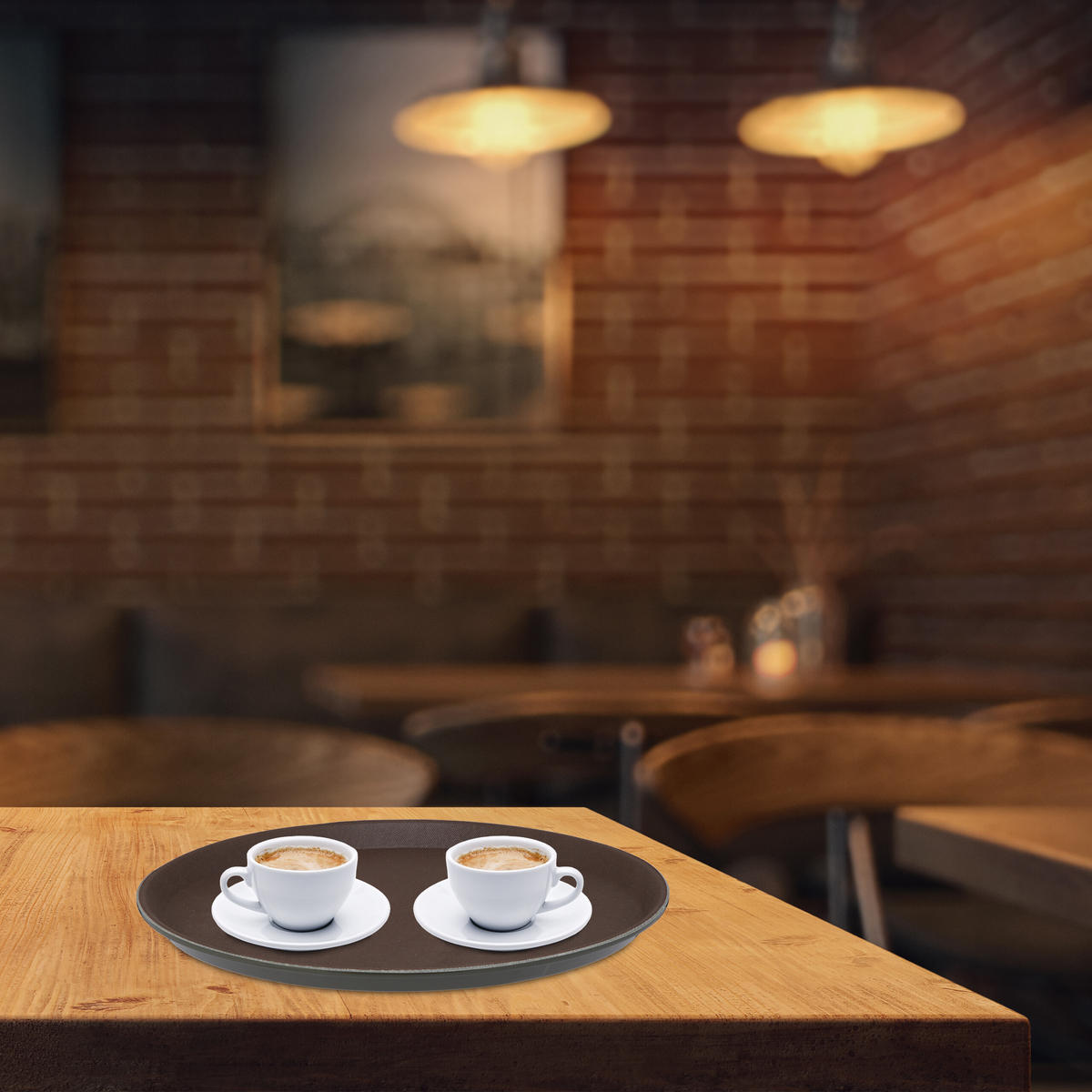 SERVIERTABLETT - Braun, Kunststoff (35/2/35cm) - Relaxdays