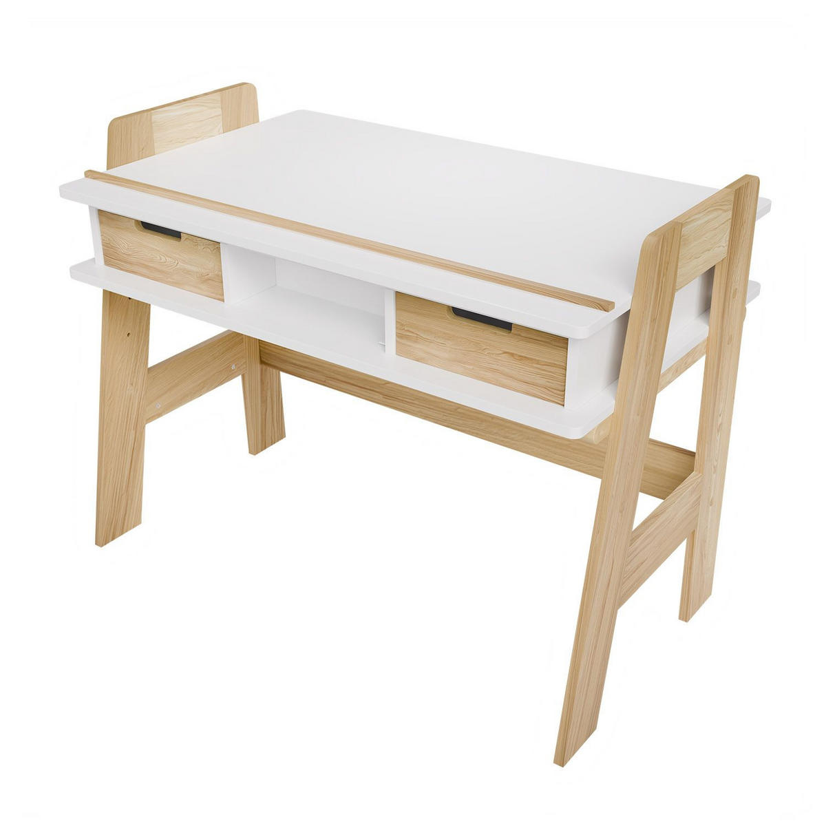 KINDERSCHREIBTISCH Fietje Plus weiß höhen- und neigungsverstellbar - Weiß, Holz (94/76/63cm) - Juskys