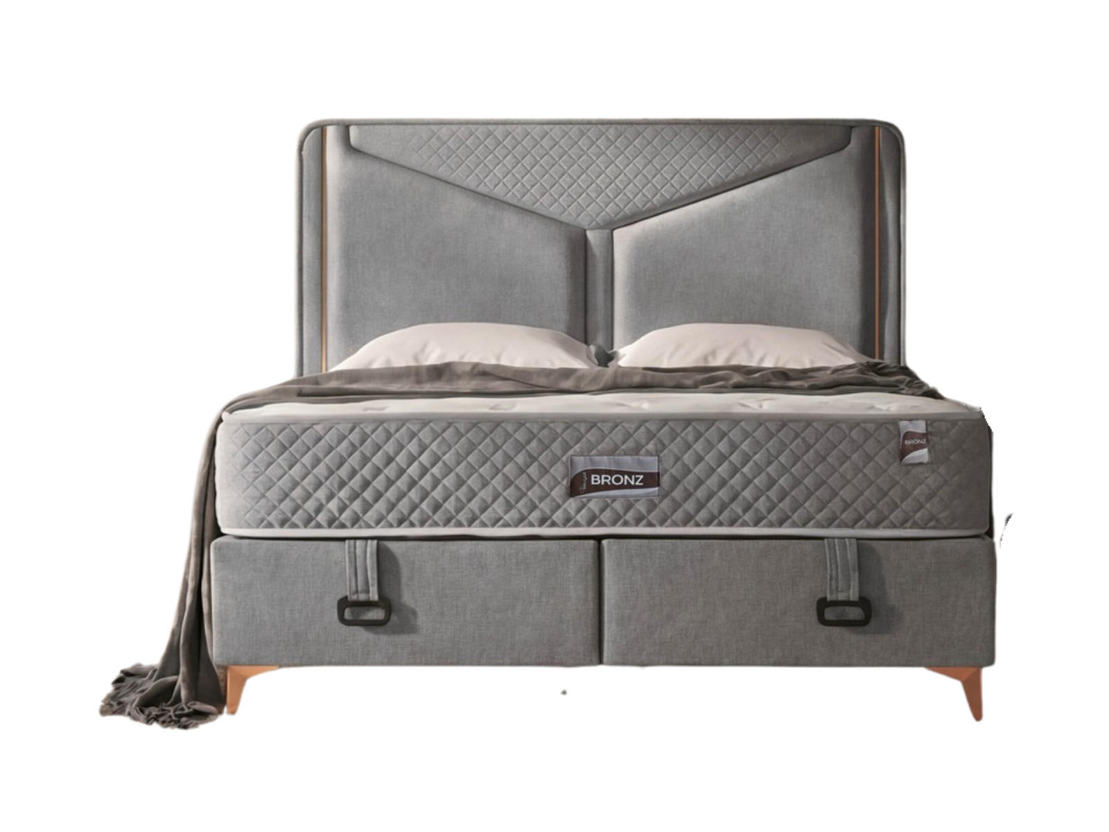 POLSTERBETTSET Bronz 140x200 Grau - Grau, Textil/Metall (140/200cm) - Villa Möbel