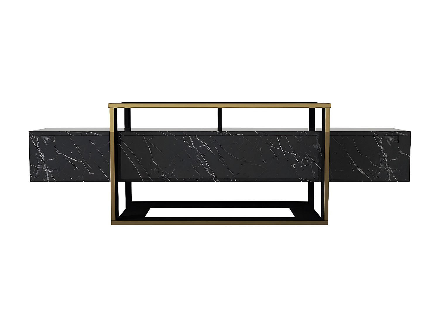 TV-BOARD - 160 cm x 46.1 cm - Holz, Platte - Schwarz - COMEBI - Schwarz, Holz (160/49.8/46.1cm) - Vente-Unique