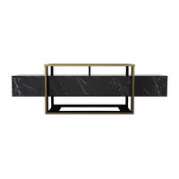 TV-BOARD - 160 cm x 46.1 cm - Holz, Platte - Schwarz - COMEBI - Schwarz, Holz (160/49.8/46.1cm) - Vente-Unique