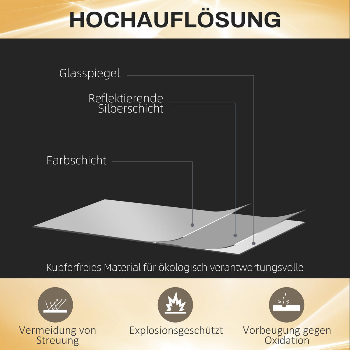 WANDSPIEGEL - Transparent, Glas (40/2.9/120cm) - HOMCOM