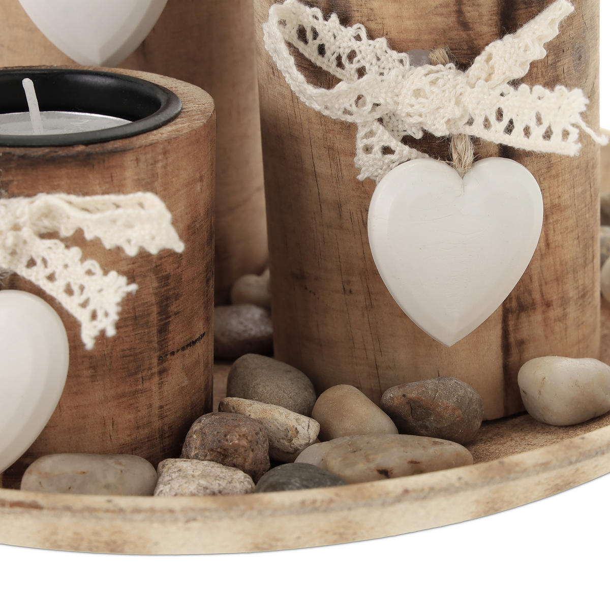 TEELICHTHALTER - Hellbraun, Holz/Holzwerkstoff (13cm) - Relaxdays