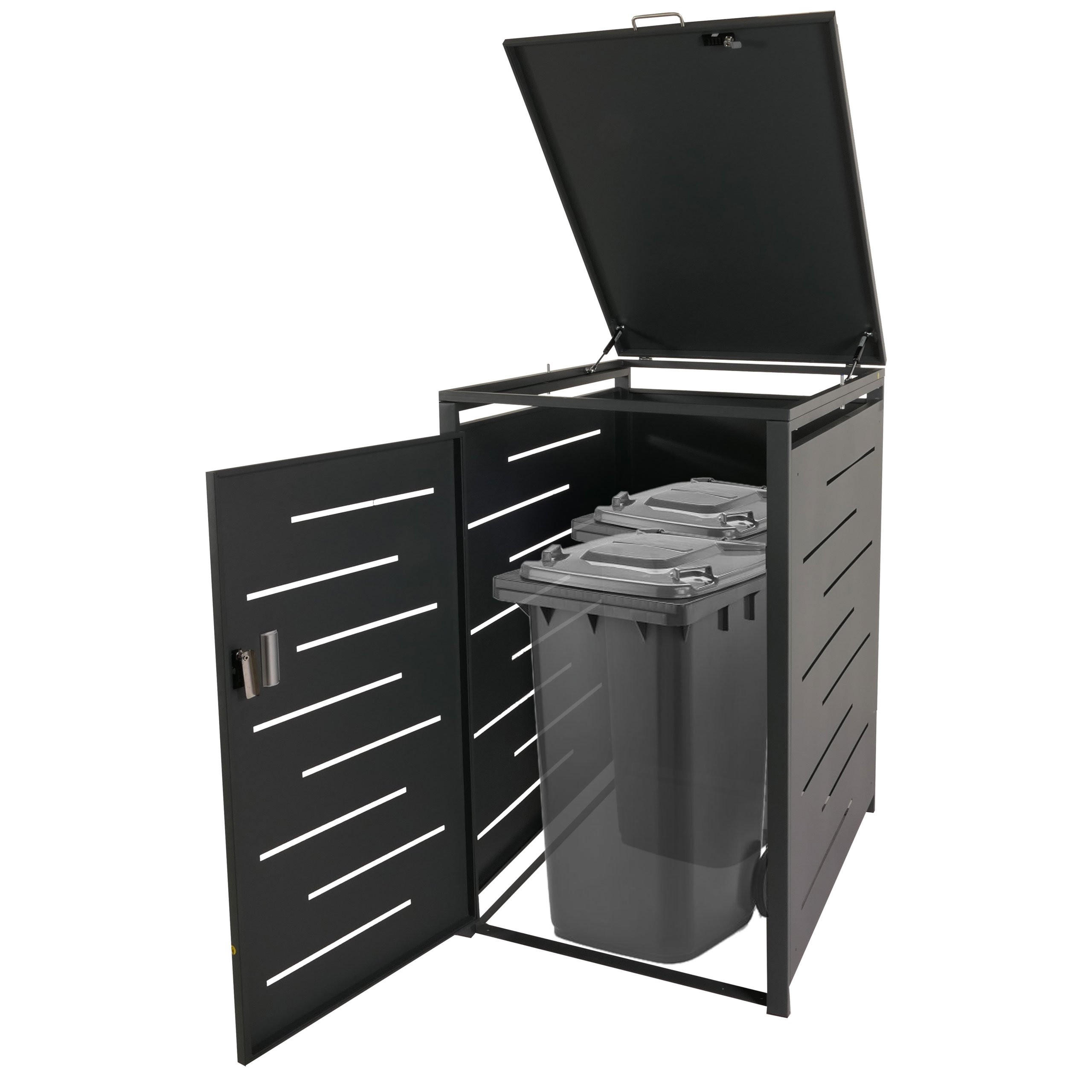 MÜLLTONNENBOX XL 1er 116x71x98cm erweiterbar Anthrazit - Anthrazit, Metall (71/116/98cm) - PROREGAL