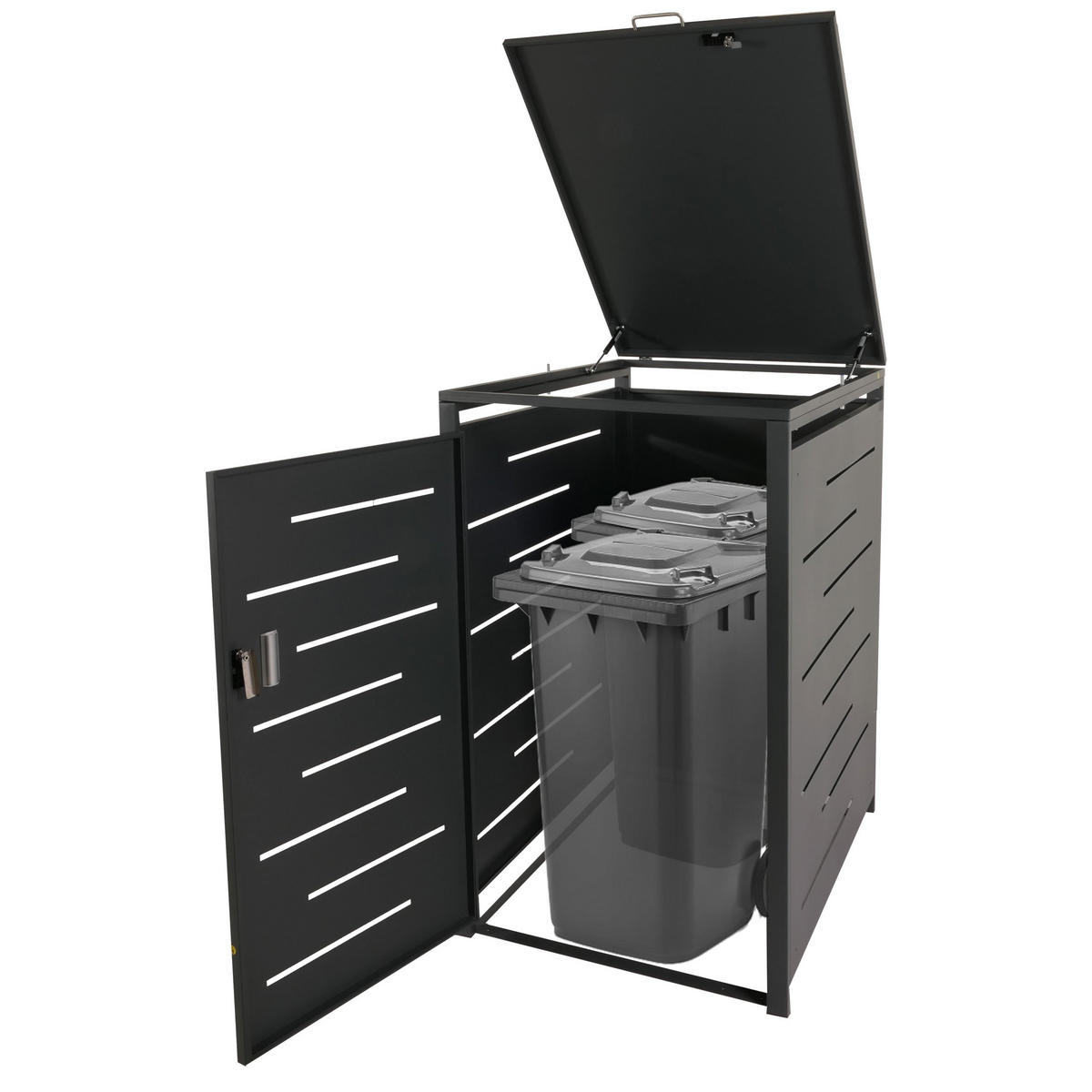 MÜLLTONNENBOX XL 1er 116x71x98cm erweiterbar Anthrazit - Anthrazit, Metall (71/116/98cm) - PROREGAL