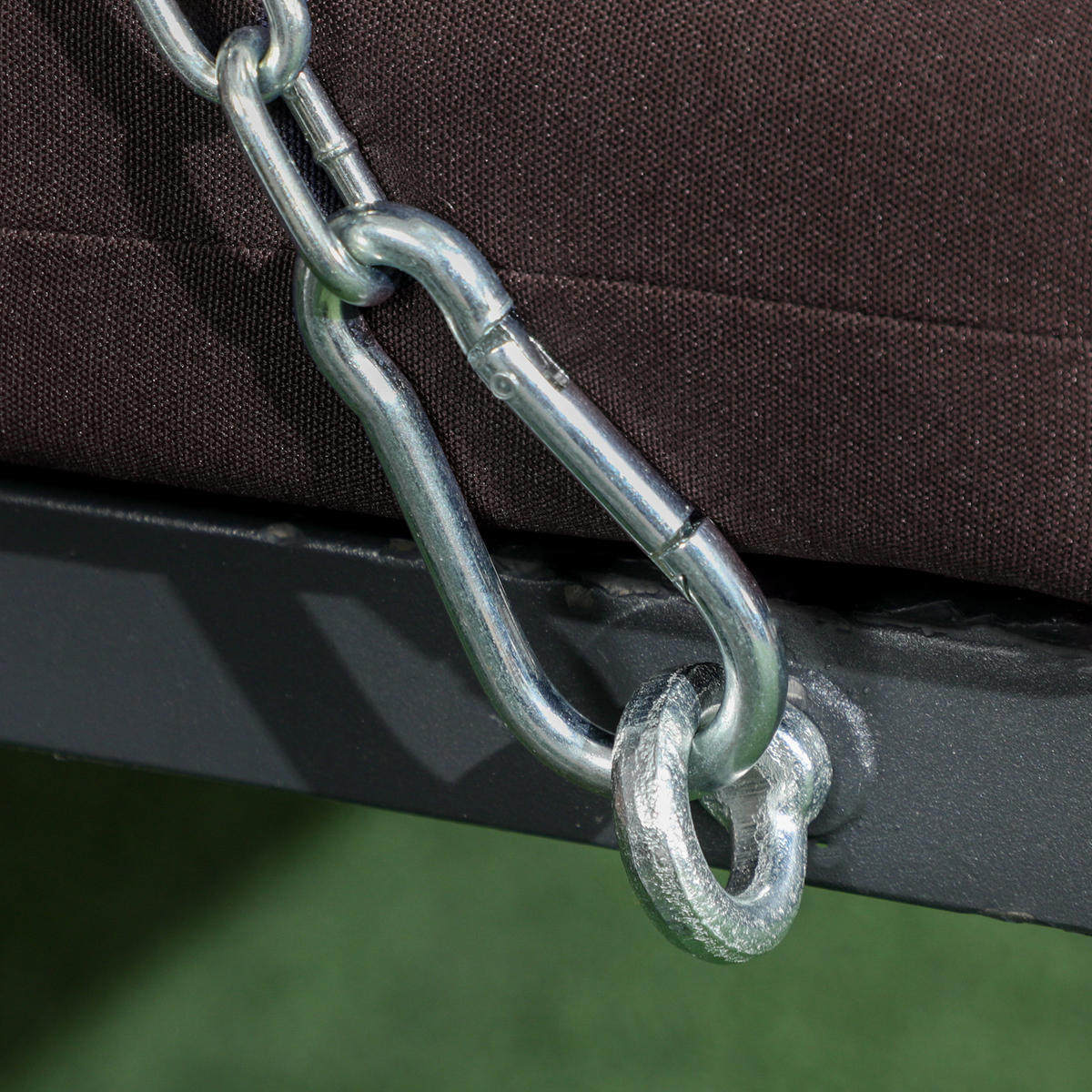 HOLLYWOODSCHAUKEL 3-Sitzer Gartenschaukel Verstellbares Dach Texteline Braun - Braun, Metall (118/168/198cm) - Outsunny