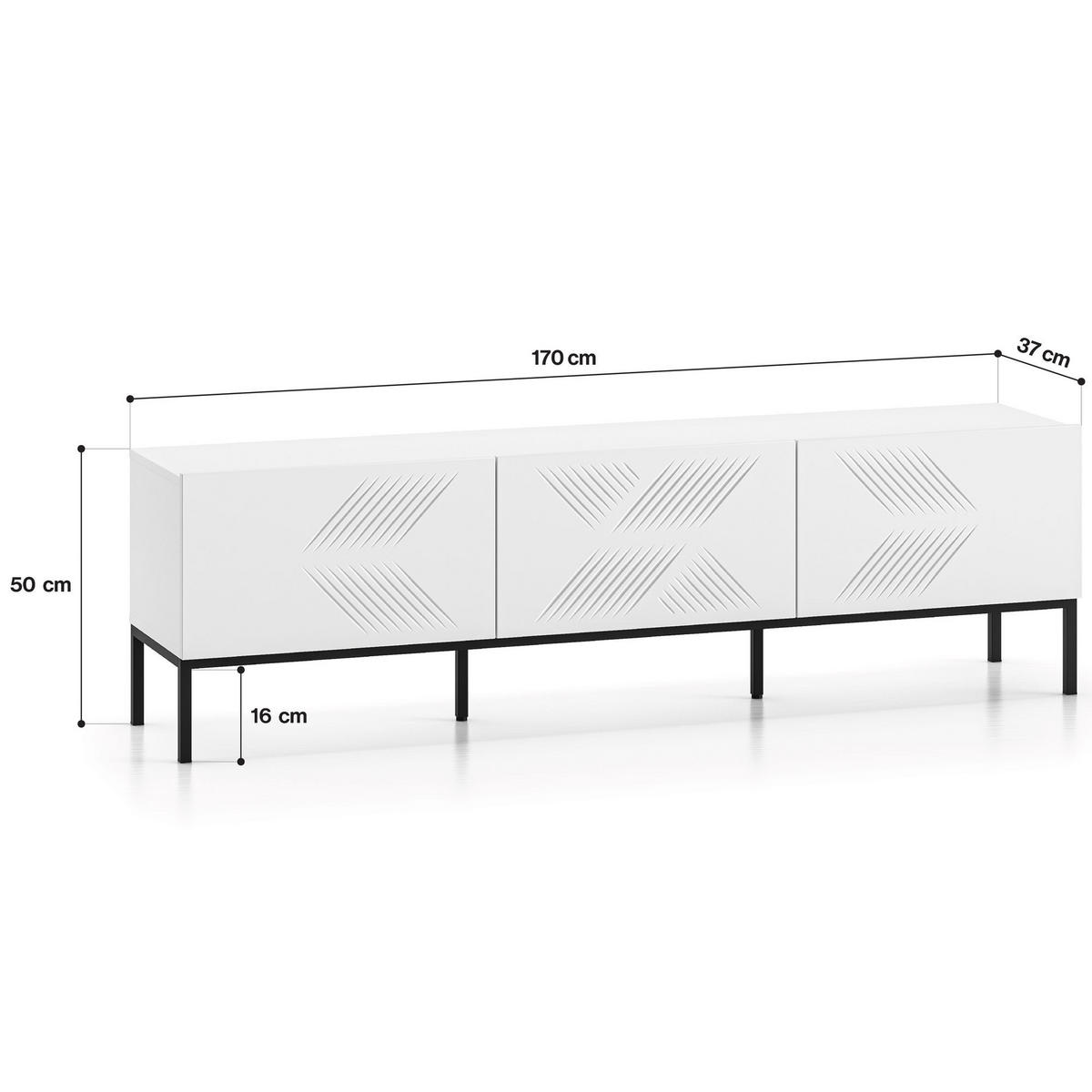 TV-MÖBEL NEBRO,Weiß/Schwarz - Schwarz/Weiß, Holzwerkstoff (170/50/37cm) - KONSIMO®