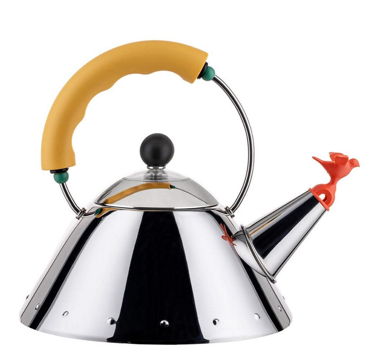 WASSERKESSEL - 9093/1 Y - Gelb - 1 Liter - von Micheal Graves - Silberfarben, Metall (20cm) - Alessi