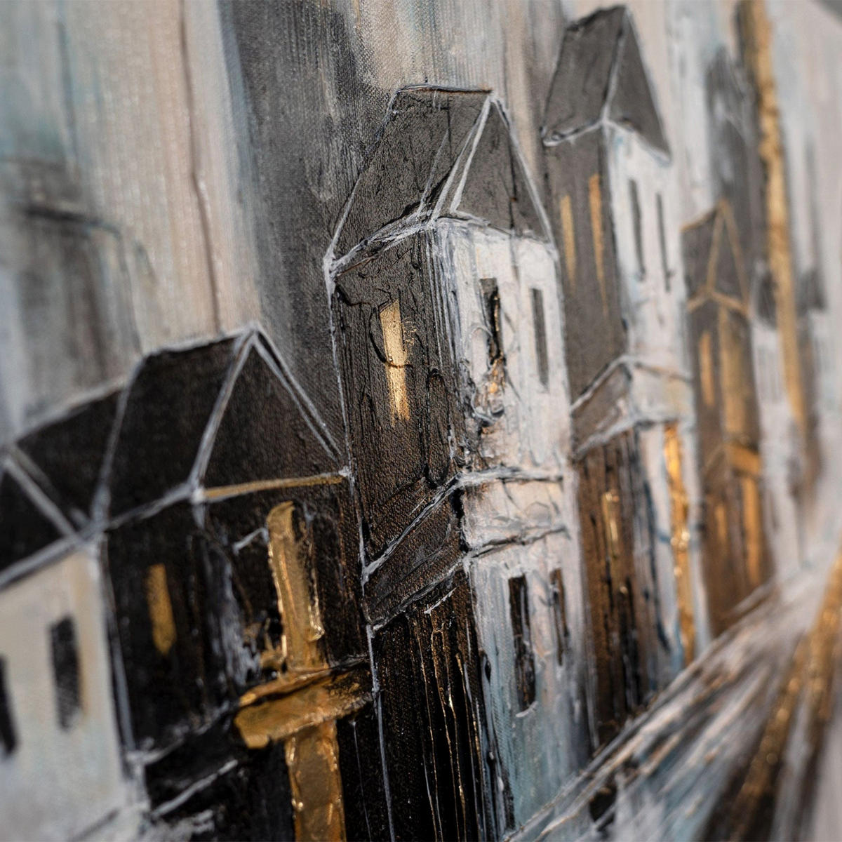 GEMÄLDE Goldene Stadt auf Keilrahmen 115x50 cm - Grau, Holz (115/50cm) - YS-art gallery