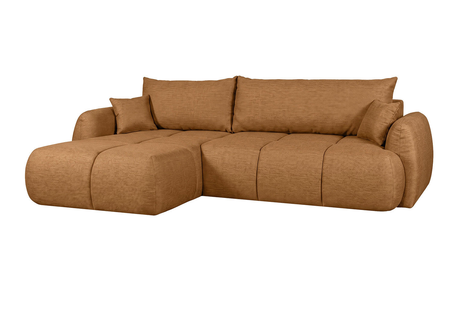 ECKSOFA Mit Schlaffunktion Und Bettkasten, Strukturstoff Verita, Kupfer, Links, COCO - Kupferfarben, Holz (180/275cm) - Kaiser Möbel
