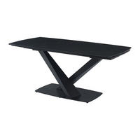 ESSTISCH ausziehbar - 6 bis 10 Personen - Sicherheitsglas, Keramik & Metall - Marmor-Optik Schwarz - MALATA - Schwarz, Glas (260/90/76cm) - Vente-Unique