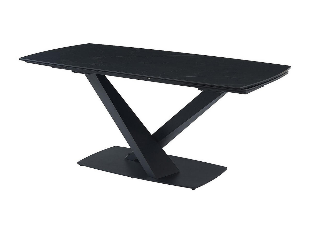 ESSTISCH ausziehbar - 6 bis 10 Personen - Sicherheitsglas, Keramik & Metall - Marmor-Optik Schwarz - MALATA - Schwarz, Glas (260/90/76cm) - Vente-Unique