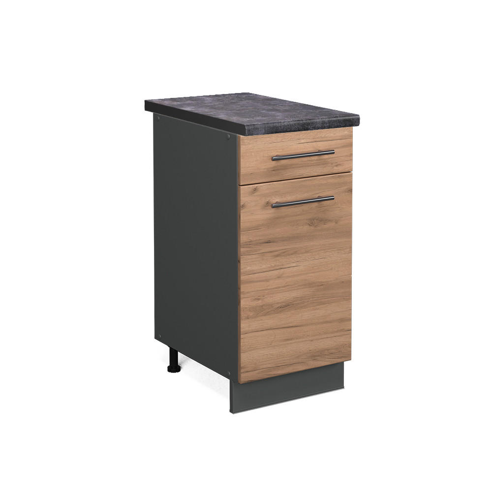 KÖKSUNDERSKÅP Fame-Line Goldkraft ek 40 cm , AP Antracit Honungsek, Antracit 82/40/60 cm