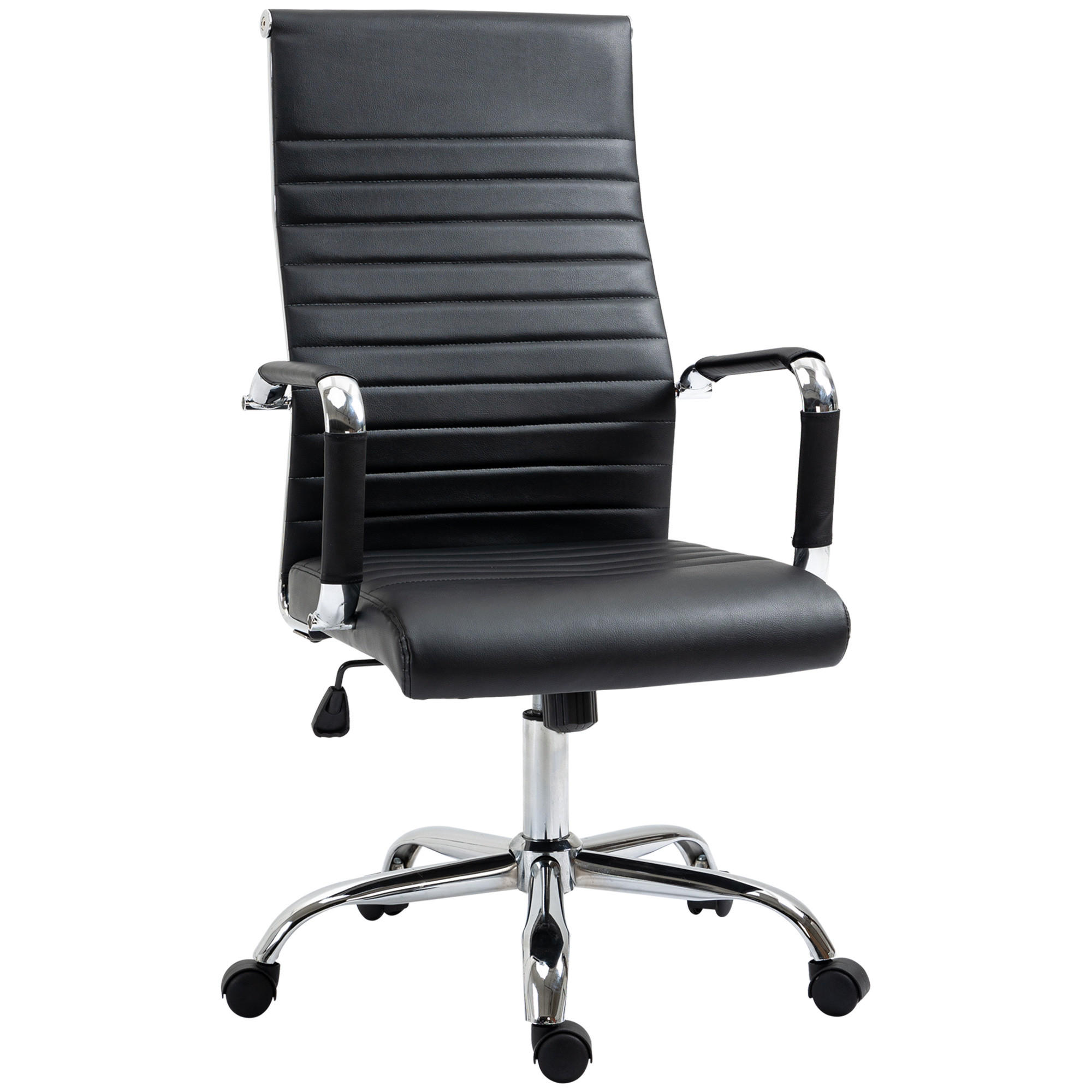 BÜROSTUHL mit Wippfunktion, Kunstleder, Schwarz - Schwarz, Leder (62/114/54cm) - Vinsetto