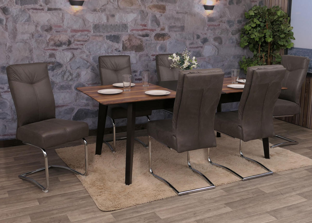 ESSZIMMERSTUHL Grau, Braun 6er-Set - Braun/Grau, Textil (46/105/60cm) - MCW