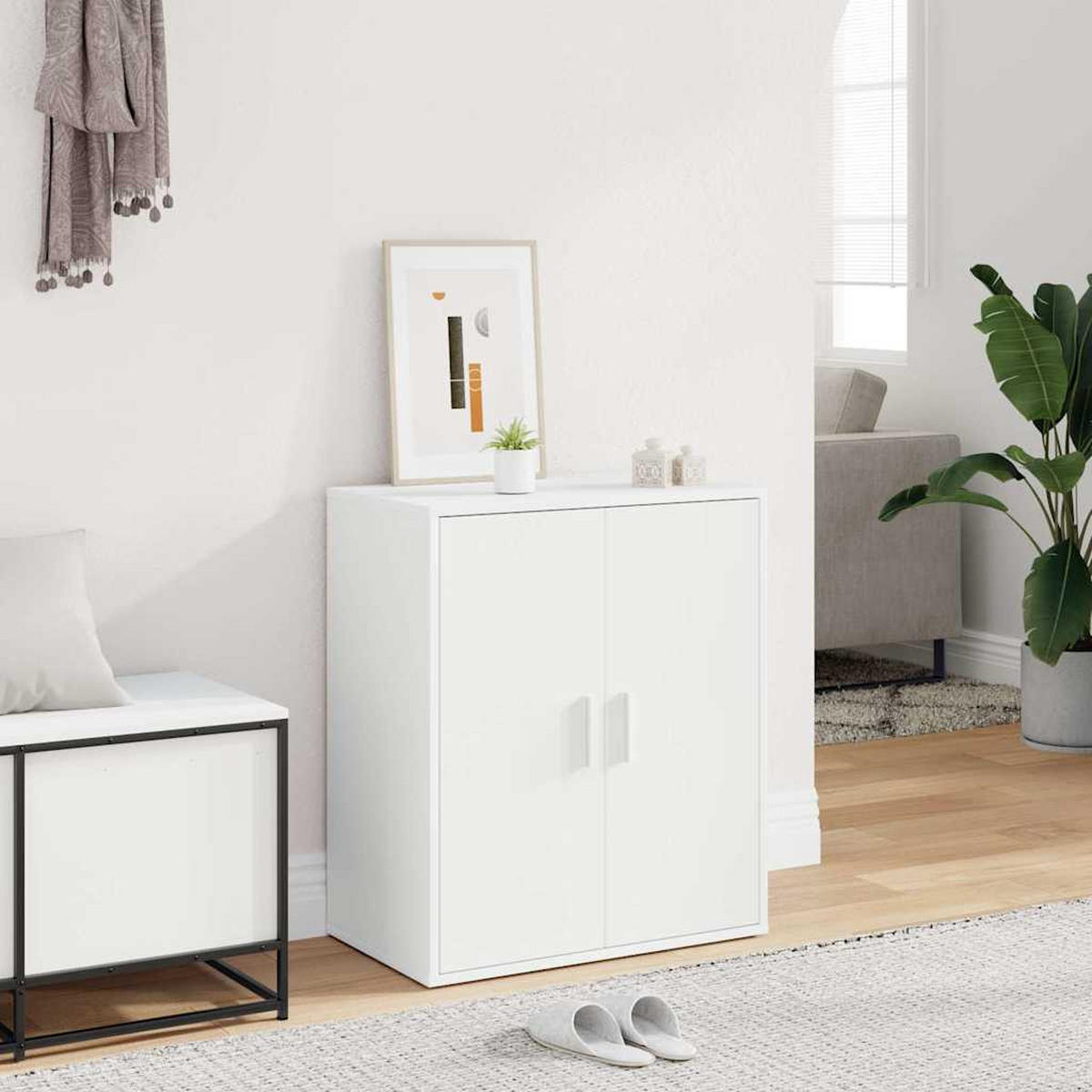SCHUHSCHRANK Weiss 60/35/70 Cm Holzwerkstoff - Weiß, Holzwerkstoff (35/70/60cm) - vidaXL