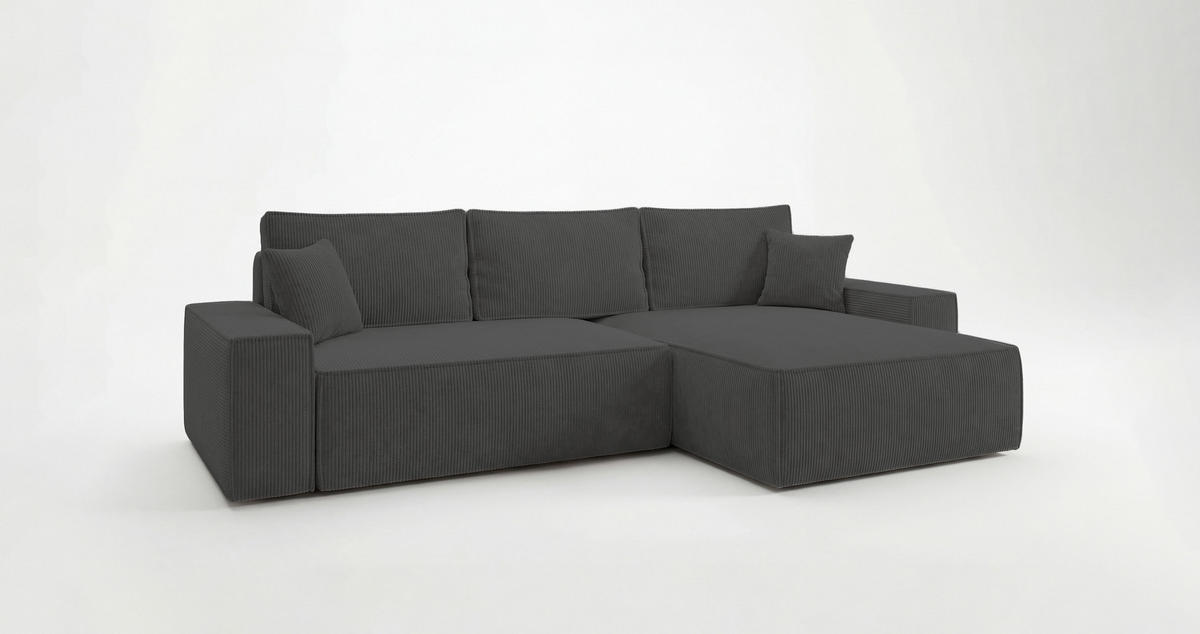 ECKSOFA California mit Schlaffunktion Dunkelgrau Rechts - Dunkelgrau, Textil (280/184cm) - Cornero