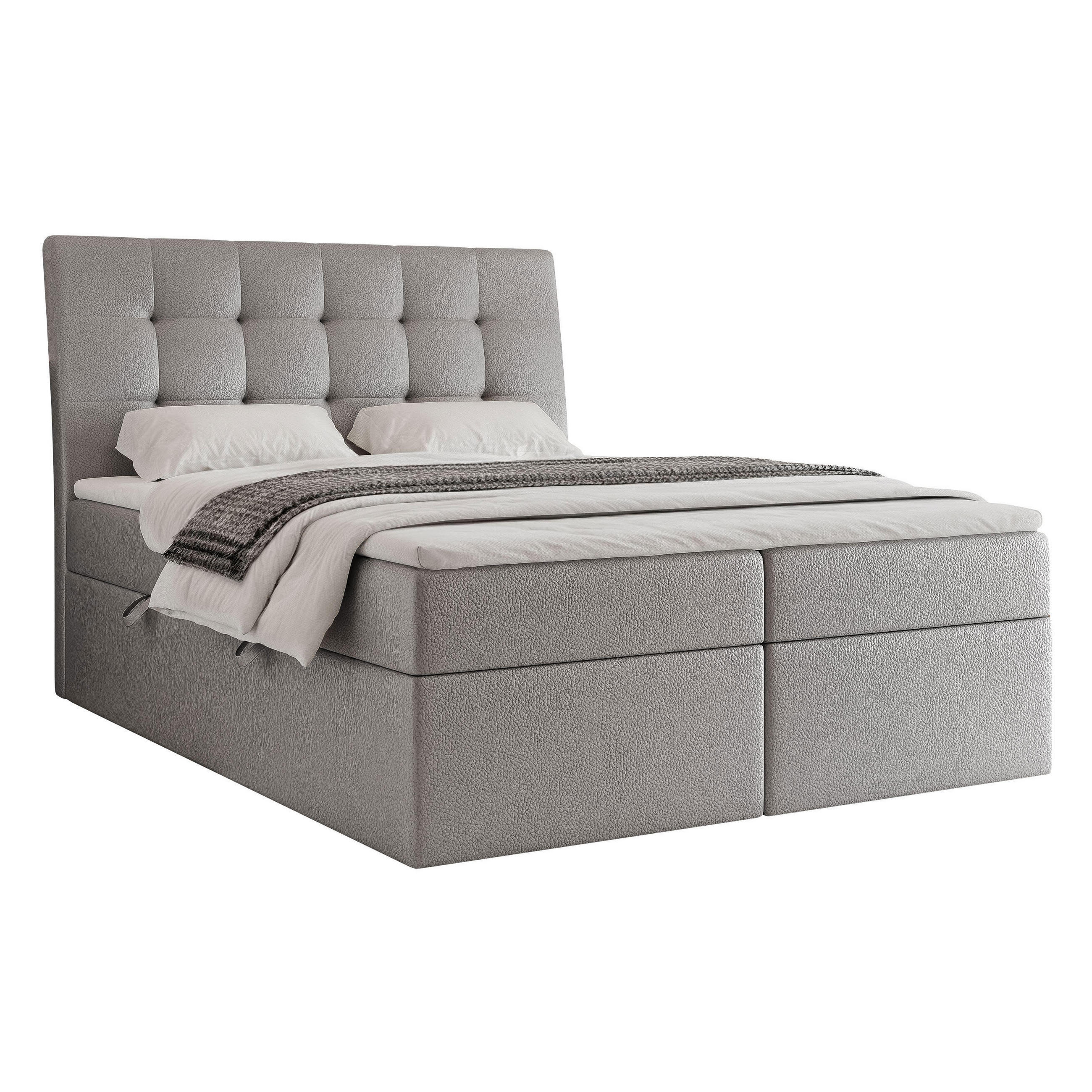 BOXBETT 200x200 cm mit Topper - Grau, Textil (200/200cm) - Idohome