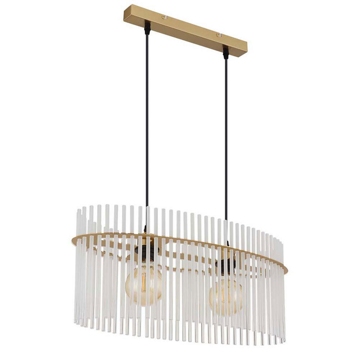 HÄNGELEUCHTE GORLEY Glasstäbe Opal Gold - Goldfarben, Glas (60/23/140cm) - Globo Lighting