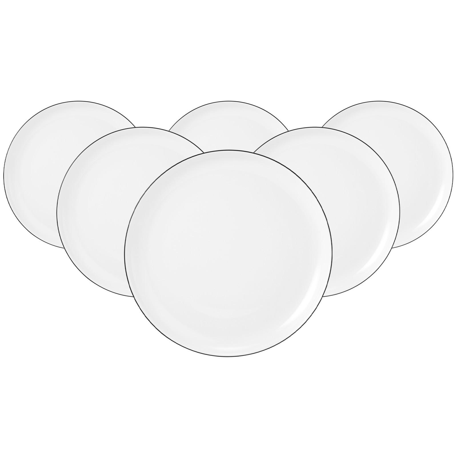 FRÜHSTÜCKSTELLER Lido Black Line weiß ø 20 cm 6er Set - Weiß, Keramik (20cm) - Seltmann Weiden