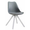 STUHL Lederlook grau - Weiß/Grau, Holz/Textil (47.5/83/55.5cm) - CLP