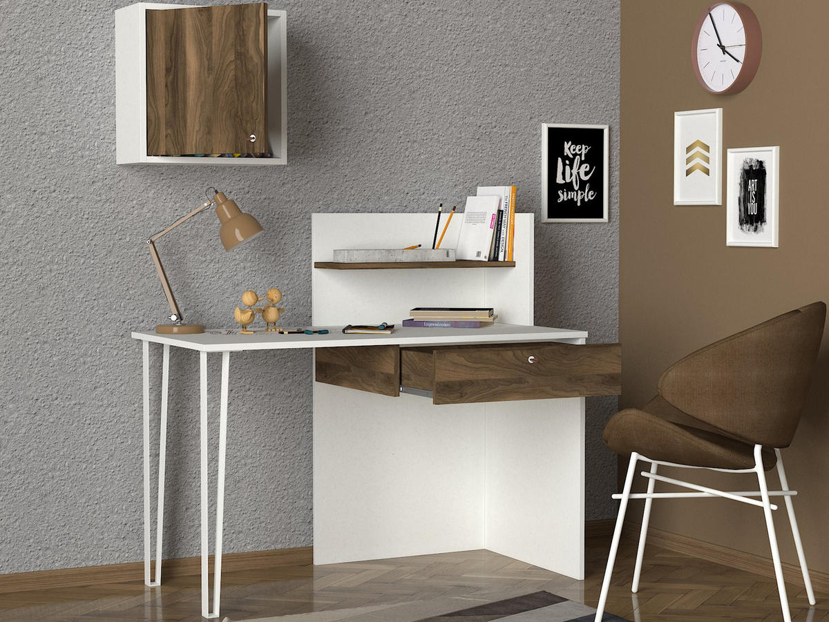 SCHREIBTISCH Punto mit Metallfüße Weiß Walnuss - Walnussfarben/Braun, Holzwerkstoff/Metall (60/120/109cm) - moebel17