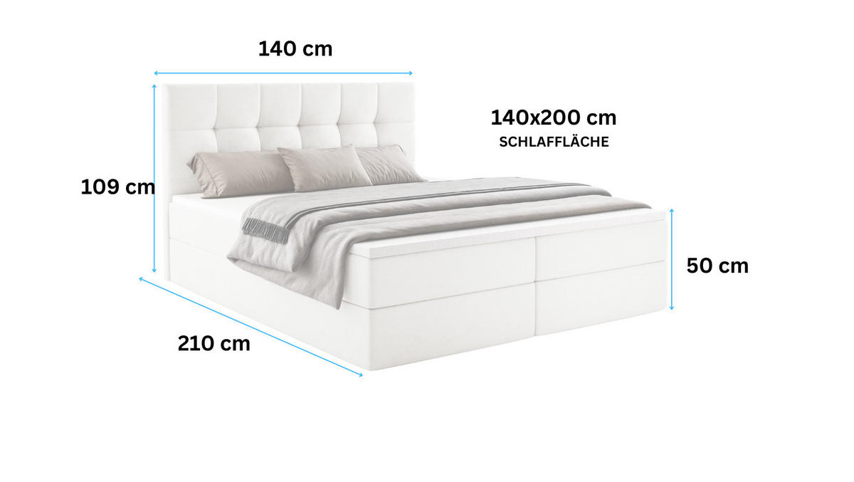 BOXBETT Auren mit Topper Creme 140x200 - Creme, Textil (140/200cm) - Luxkor24