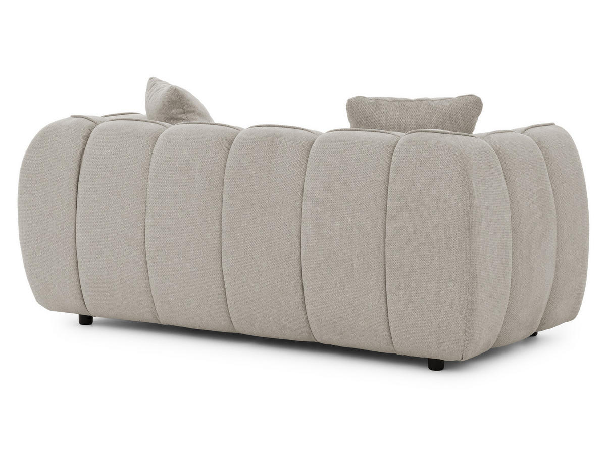 2-SITZER SOFA Nubira in tief gesteppter Bubble-Optik aus weichem Taupe Strukturstoff im modernen Design - Taupe/Schwarz, Holz/Kunststoff (172/69/89cm) - S-Style Möbel