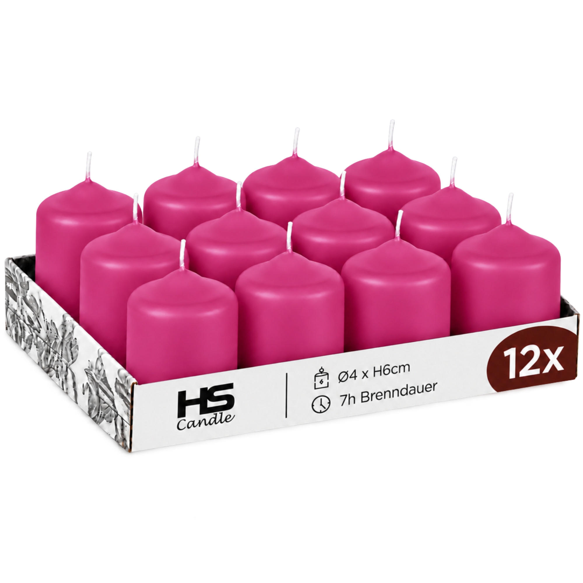 STUMPENKERZEN Ø4xH6 cm Rose 12er-Pack - Hellrosa, Naturmaterialien (4/6cm)