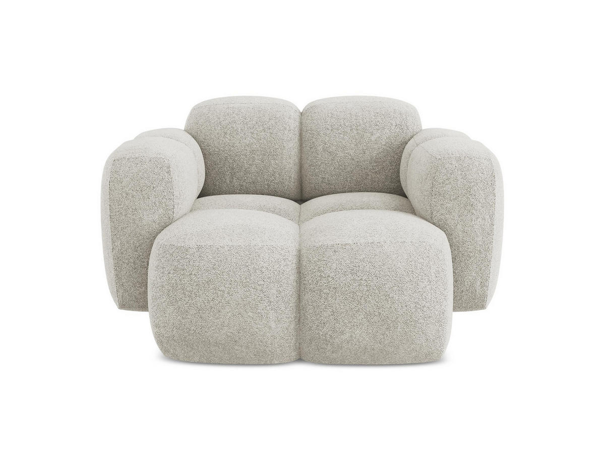 SESSEL Chenille Stoff Beige - Hellbraun/Schwarz, Holzwerkstoff/Kunststoff (120/72/115cm) - Makamii