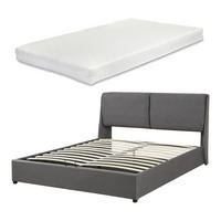 POLSTERBETT Lunner mit Matratze - Dunkelgrau, Holzwerkstoff/Kunststoff (140/200cm) - [en.casa]