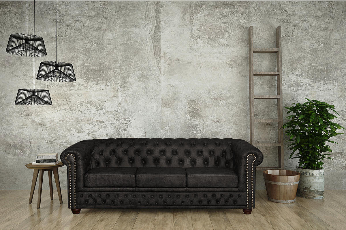 3-SITZER SOFA - Schwarz, Kunststoff (203/72/86cm) - home24