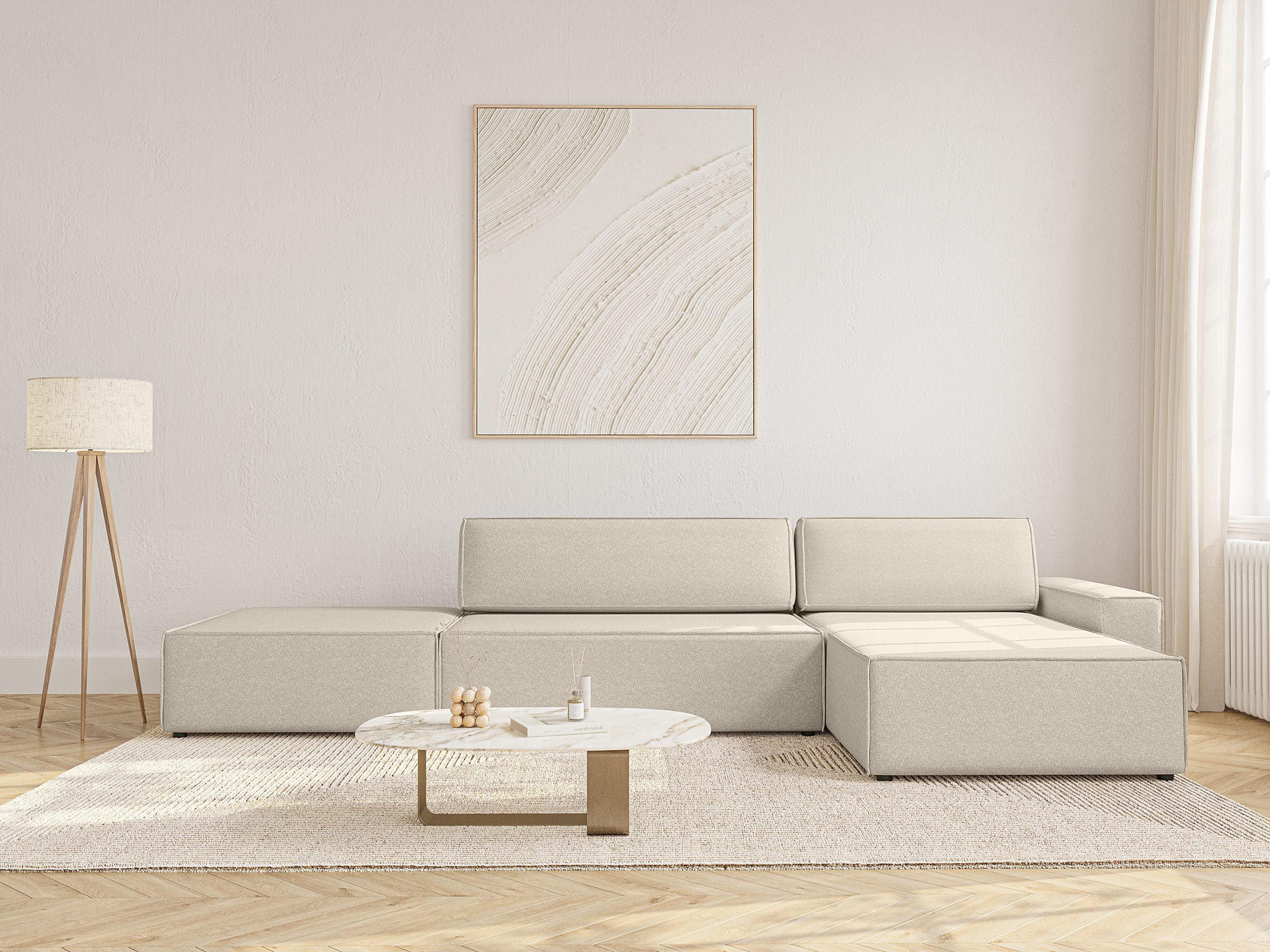 ECKSOFA Lummo La mit Schlaffunktion, Beige - Beige, Textil (363/185cm) - Fedve