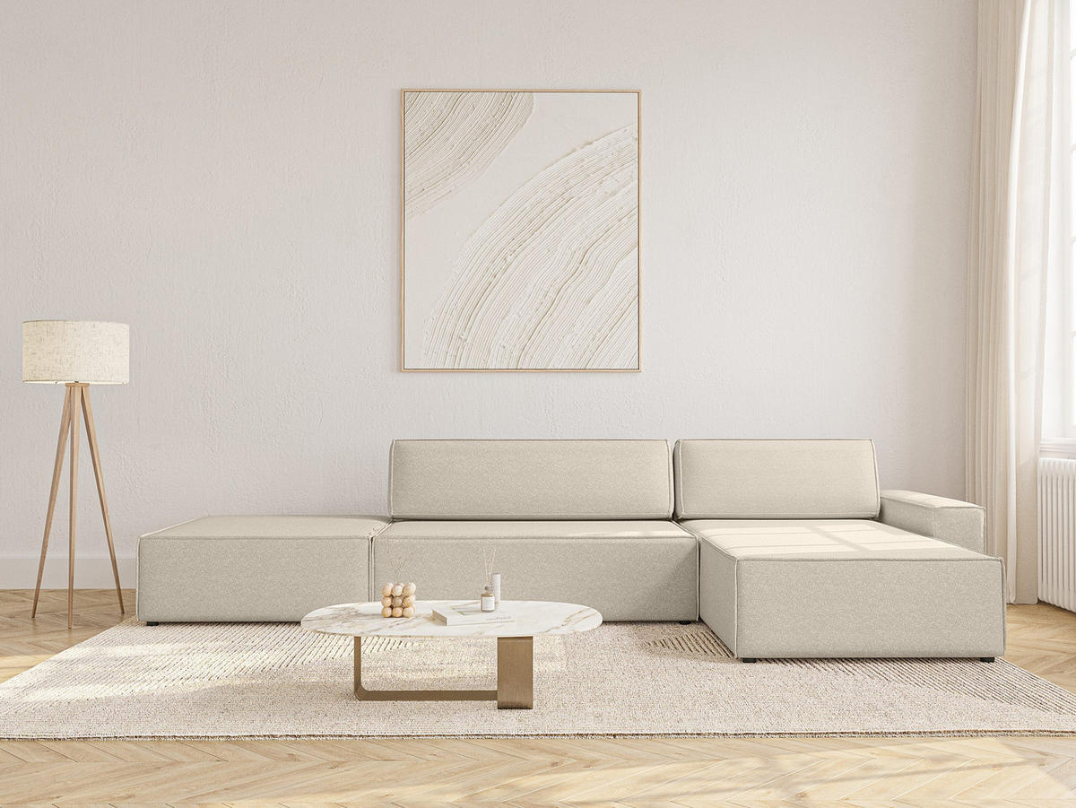 ECKSOFA Lummo La mit Schlaffunktion, Beige - Beige, Textil (363/185cm) - Fedve