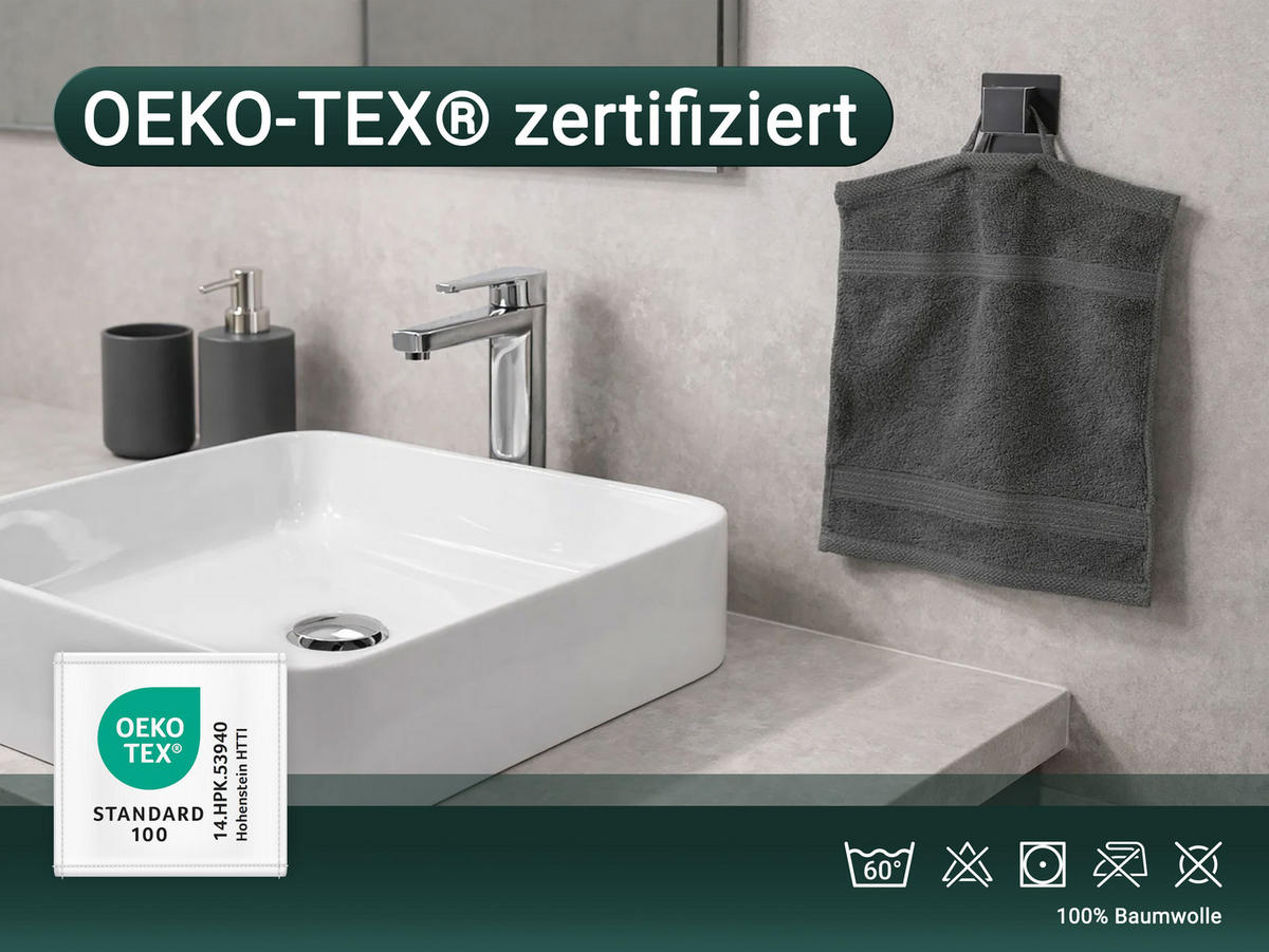 SEIFTÜCHER, 10er-Set, 30x30 cm, 100% Baumwolle - Anthrazit, Textil (30/30cm) - Zollner