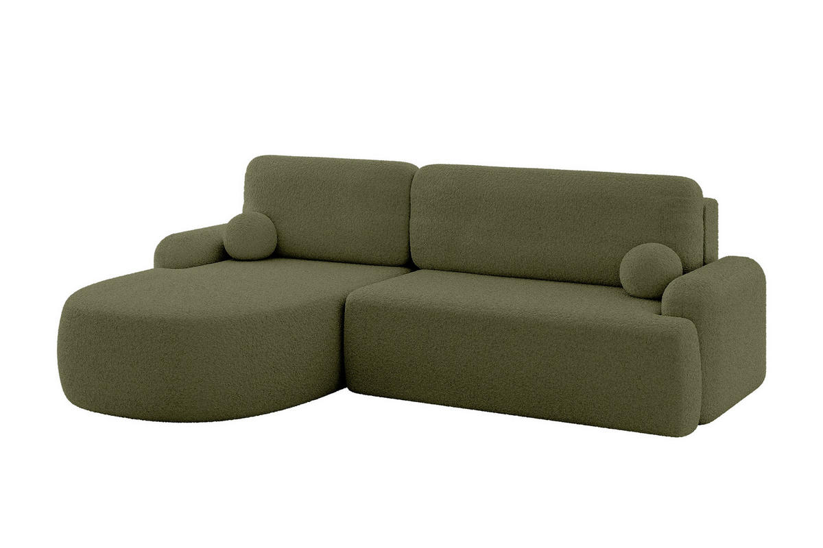 WOHNLANDSCHAFT mit Schlaffunktion und Bettkasten LIRA-L - 264x172x89 Grün - Grün, Holzwerkstoff/Textil (264/172cm) - ALTDECOR