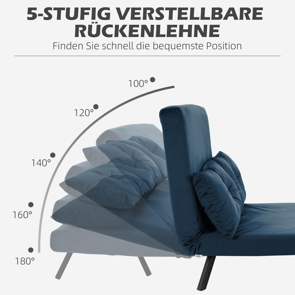 SCHLAFSOFA, Stahl, Polyester, Blau - Blau, Metall (73/81/102cm) - HOMCOM