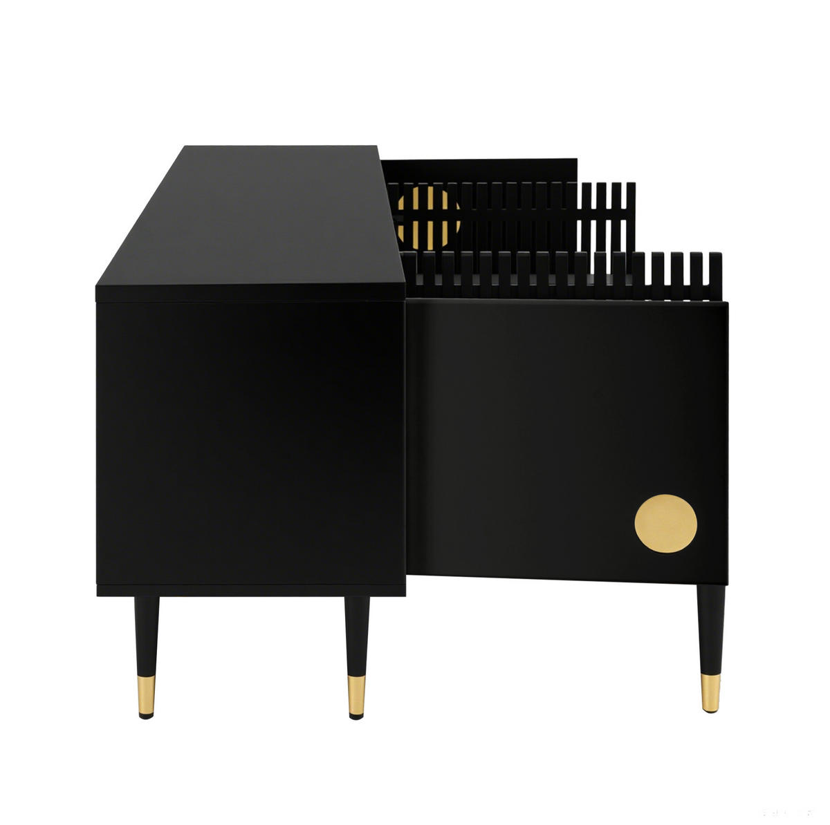 TV-SCHRANK aus MDF 170x36x54 cm Schwarz mit Kabelmanagement, 4 Türen und verstellbaren Füßen - Schwarz, Holzwerkstoff (170/54/36cm) - Modfu
